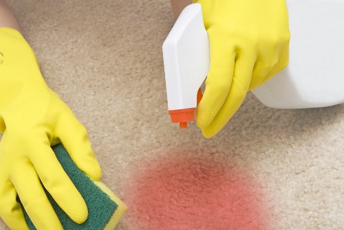 Regular cleaning routine in a bright living room