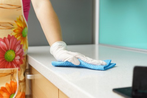 Professional after builders cleaning in a renovated room with dust removal