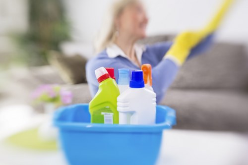 Cleaning dust and debris after construction work on a floor and surfaces